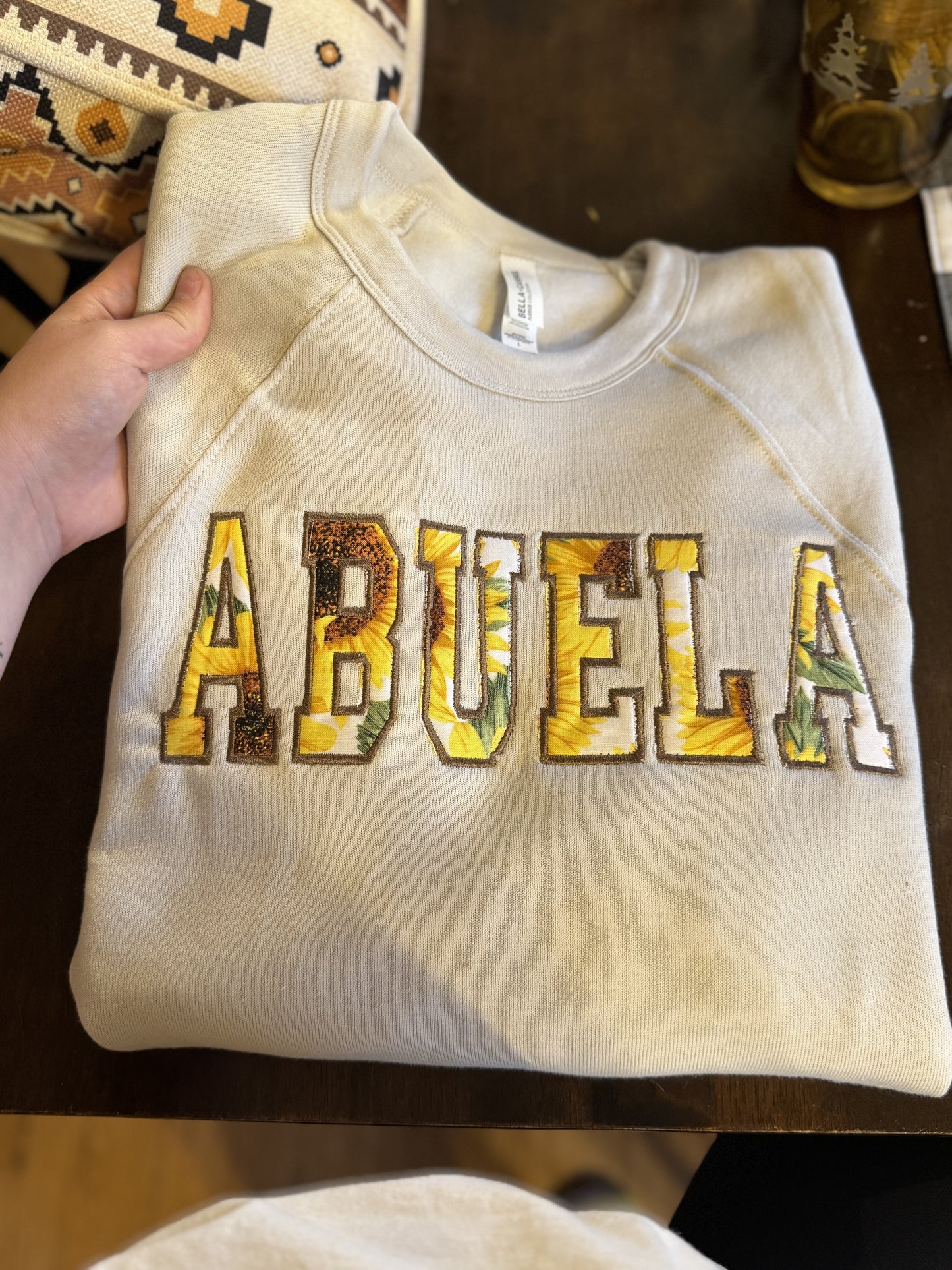 Embroidered Sunflower Abuela Crewneck