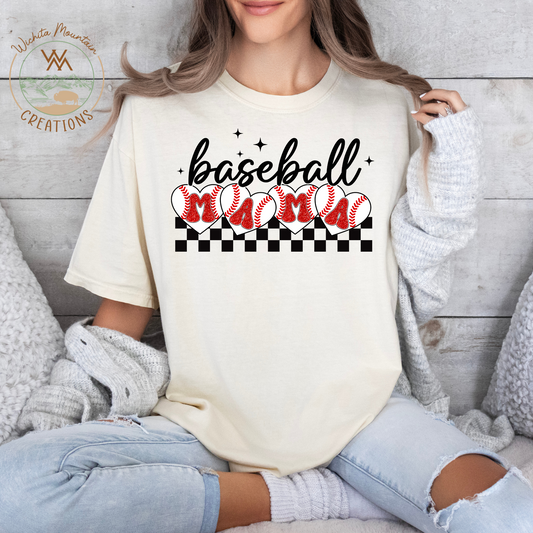 Checkered Baseball Mama